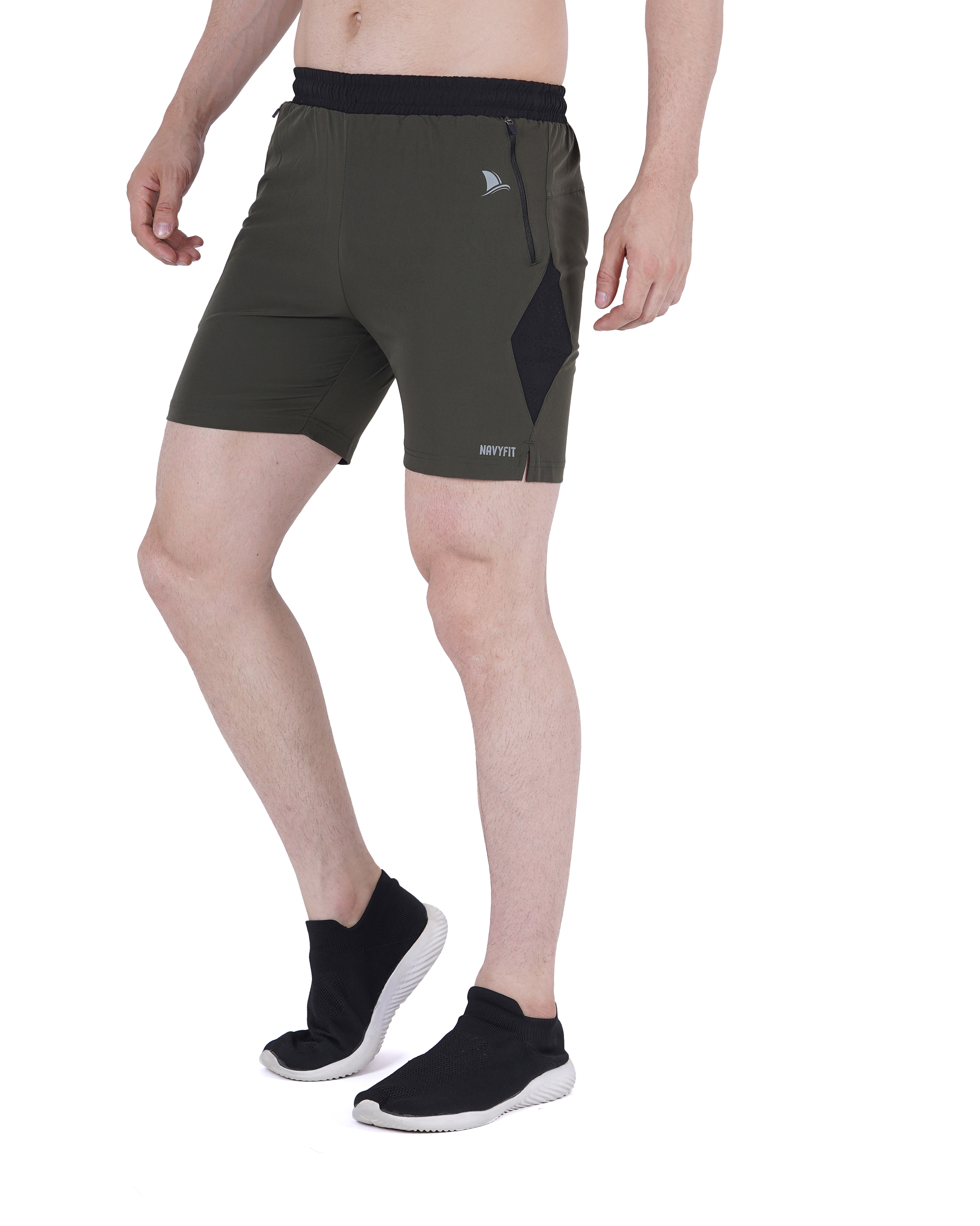 Buy NAVYFIT Fabrics Lightweight Olive Green Shorts | NAVYFIT