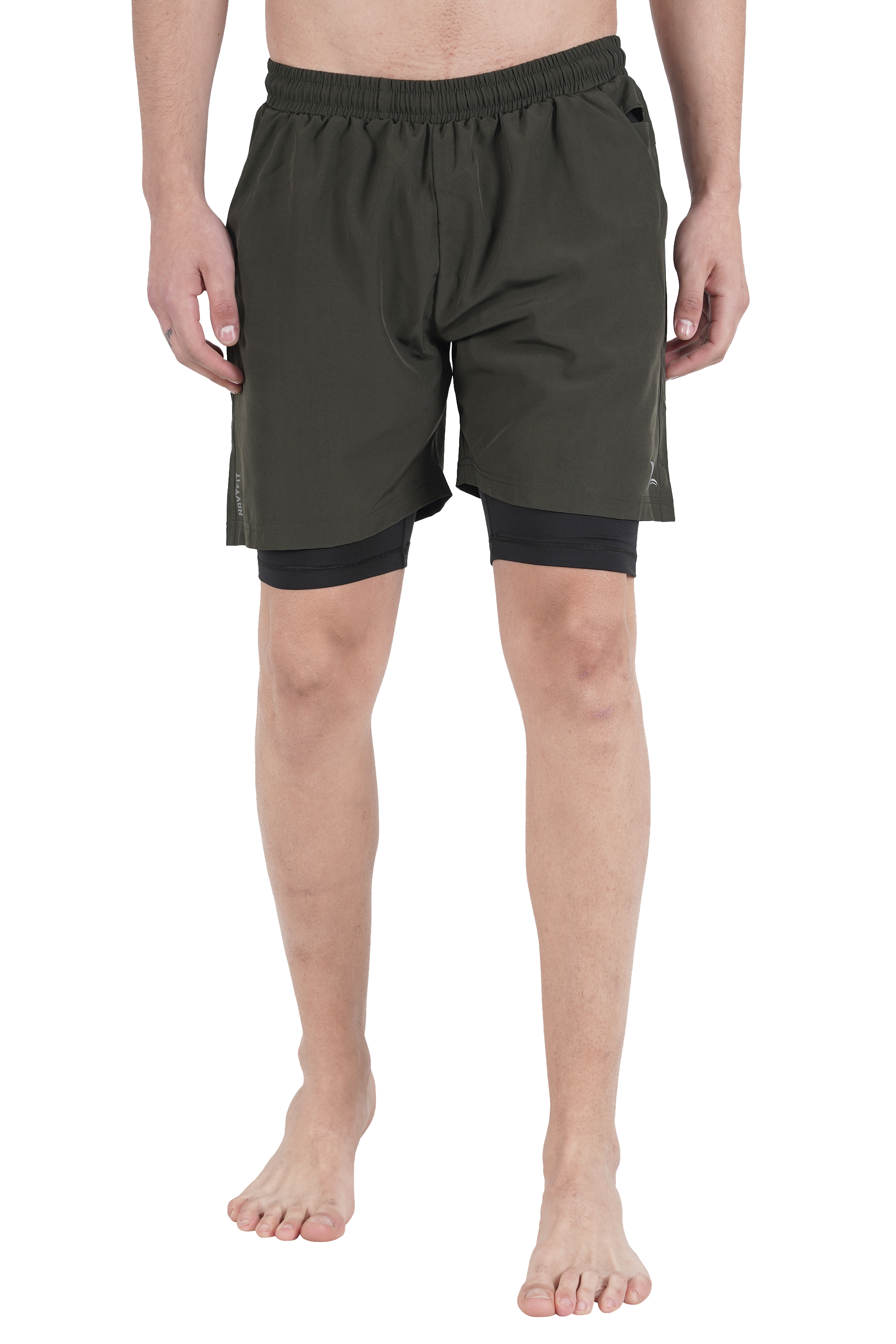 Olive green store running shorts